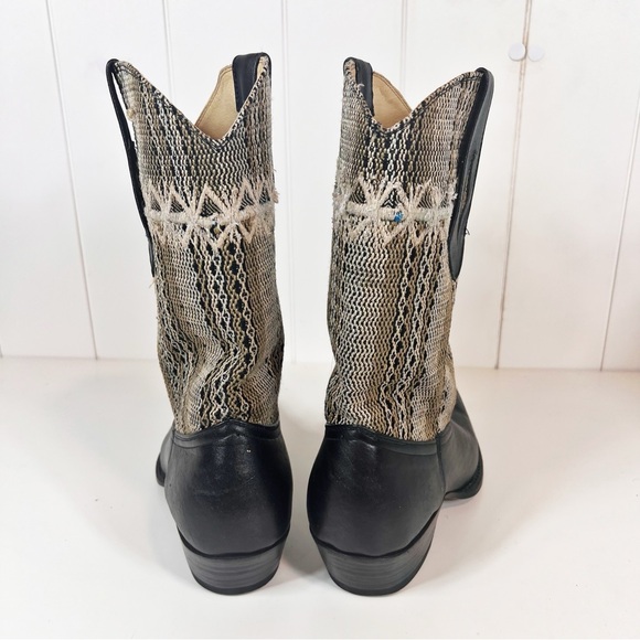 Western Cowboy Boots Kilim and Black Leather Size 38 Festival Cowgirl - Picture 3 of 7